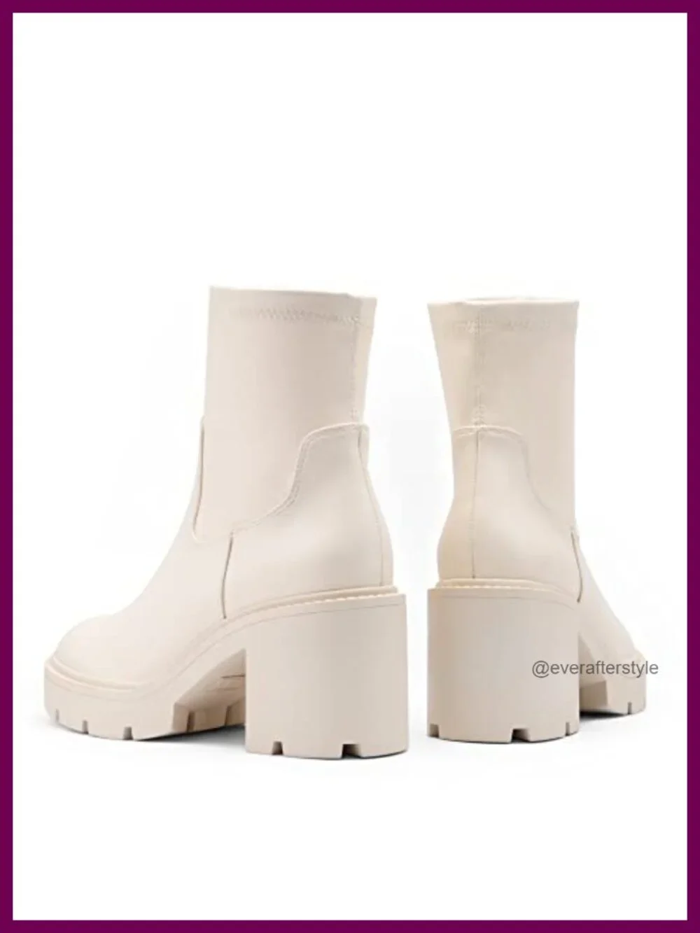 Women's Chelsea Ankle Boots Chunky Heel Lug Sole Faux Leather Pull-On Booties